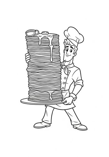 Coloring Page: Johnny Bravo: Chef's Pancake Stack - Coloring Fun