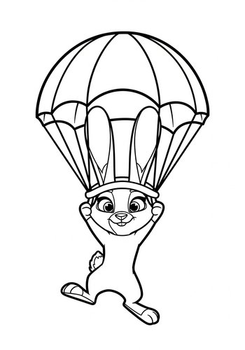 Coloring Page: Judy Hopps Using Her Ears As A Parachute Coloring Page