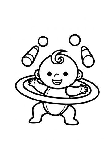 Juggling Baby Coloring Page: Whimsical Fun