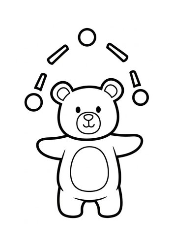 Juggling Bear Coloring Page For Kids