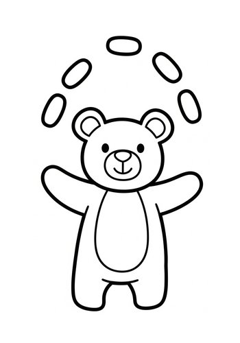 Juggling Bear Coloring Page Fun