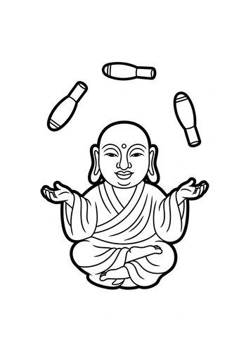 Juggling Buddha Coloring Page