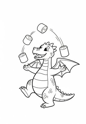 Juggling Dragon Coloring Page - Fun For Kids