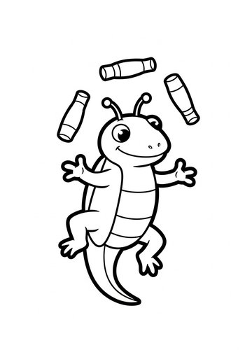 Juggling Lizard Coloring Page