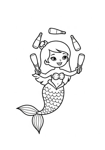 Juggling Mermaid Coloring Page For Kids