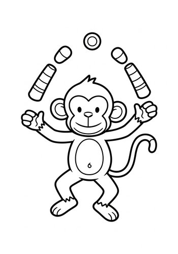 Juggling Monkey Coloring Page Fun