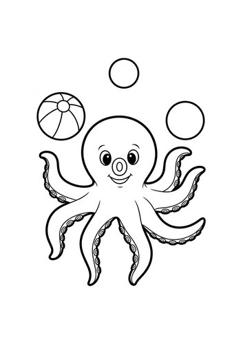 Juggling Octopus Coloring Page