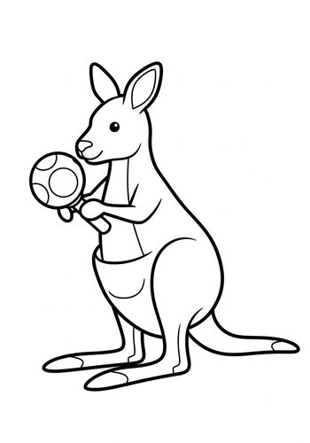 Kangaroo Playing Ball - Coloring Page Fun