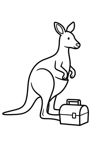Kangaroo With A Lunchbox Coloring Page