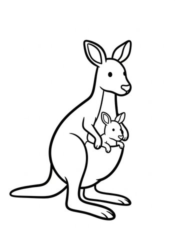 Kangaroo With Joey Coloring Page
