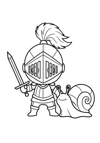 Knight And Snail Adventure Coloring Page