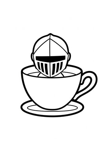 Knight In A Teacup Coloring Page