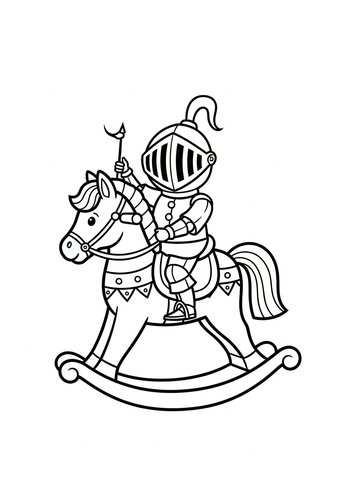 Knight On Rocking Horse Coloring Page
