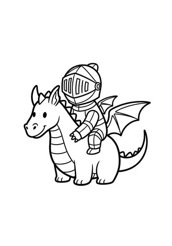 Knight Riding A Dragon Coloring Page