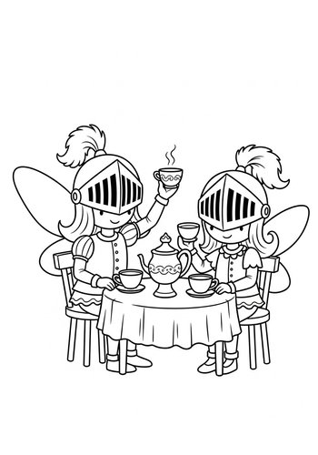Knights Tea Party Coloring Page