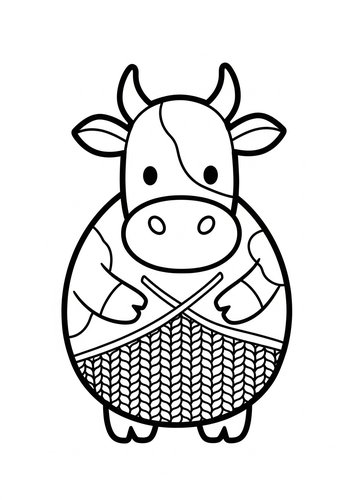 Knitting Cow Coloring Page: Farm Fun