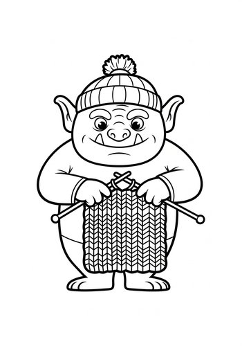 Knitting Goblin Coloring Page