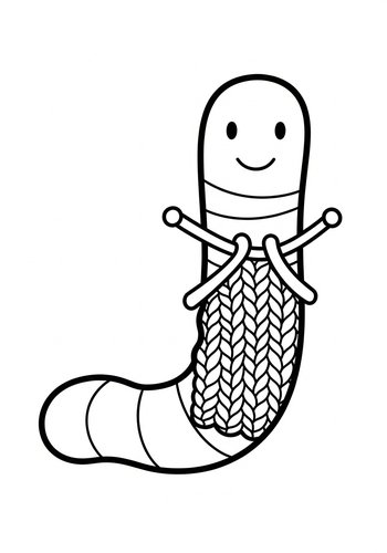 Knitting Worm Coloring Page: Creative Fun