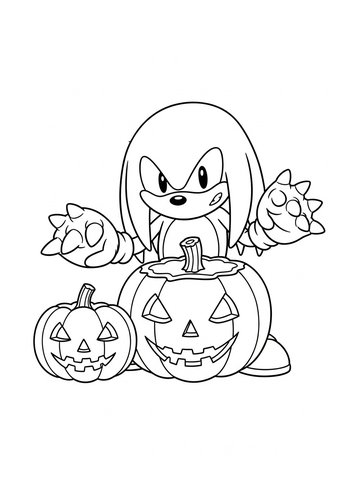 Knuckles Carving Pumpkins For Halloween Coloring Page