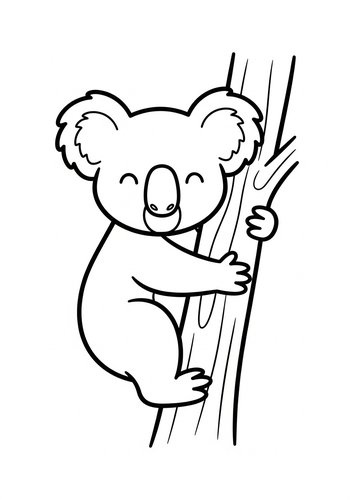 Koala Coloring Fun: Climbing Cutie