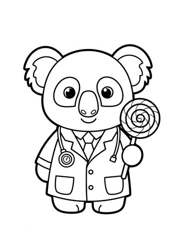 Koala Doctor Coloring Page: Printable Fun