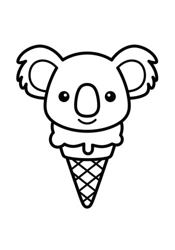 Koala Ice Cream Coloring Page - Sweet Treat