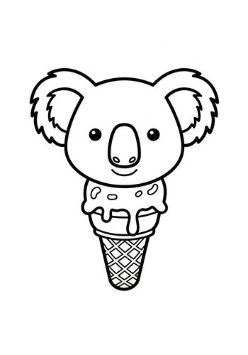 Koala Ice Cream Coloring Page: Sweet Treat Fun