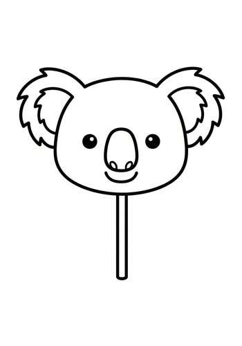 Koala Lollipop - Sweet Animal Coloring Page