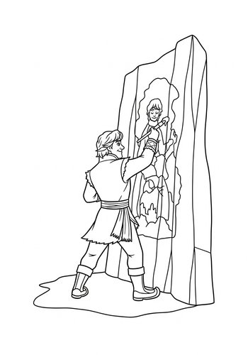 Kristoff Painting A Mural On A Giant Ice Wall - Coloring Page