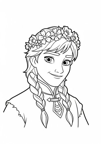 Kristoff Wearing A Flower Crown Made By Anna Coloring Page