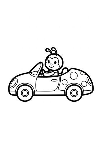 Ladybug Car Coloring Page