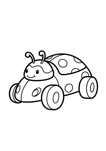 Ladybug Car Coloring Page: Whimsical Wheels