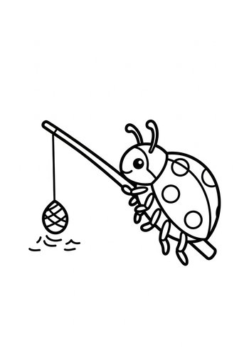 Ladybug Fishing Adventure Coloring Page