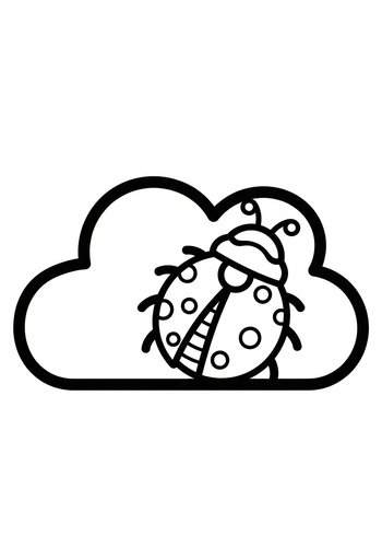 Ladybug In A Cloud Coloring Page