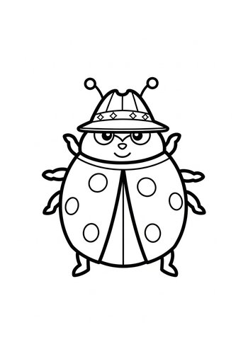 Ladybug In A Hat Coloring Page