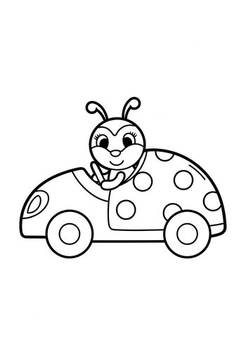 Ladybug In Car Coloring Page