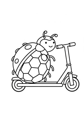 Ladybug On A Scooter Coloring Page