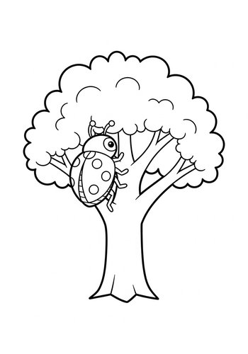 Ladybug On A Tree Coloring Page