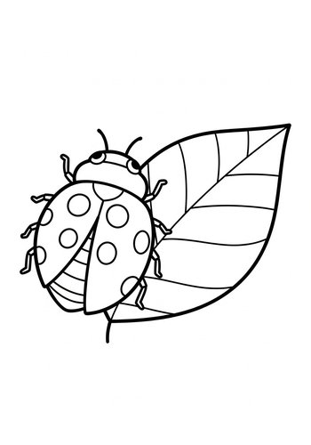 Ladybug On Leaf Coloring Page - Printable Fun
