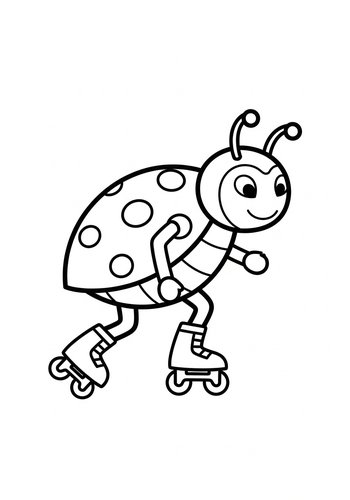 Ladybug On Roller Skates Coloring Page