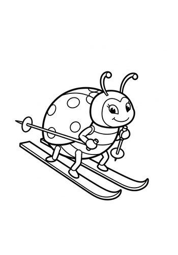 Ladybug On Skis Coloring Page