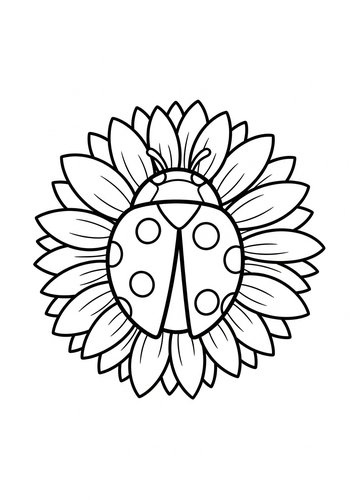 Ladybug On Sunflower Coloring Page
