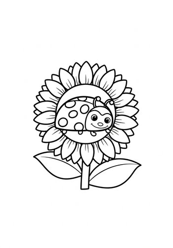 Ladybug On Sunflower Coloring Page: Nature's Friend