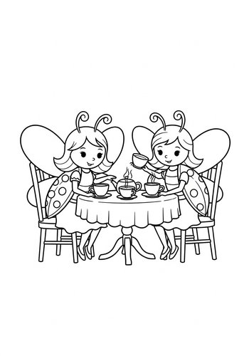Ladybug Tea Party Coloring Page
