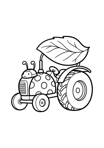 Ladybug Tractor Coloring Page Fun
