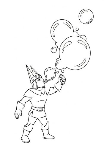 Lancelot Blowing Giant Bubbles Coloring Page