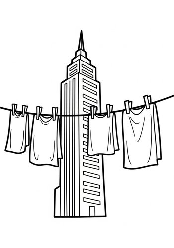 Laundry Day In The City Coloring Page