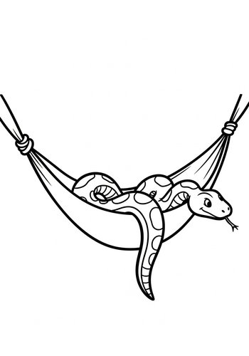 Lazy Snake In Hammock - Coloring Page Fun