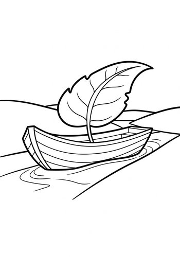 Leaf Sailboat Adventure - Coloring Page