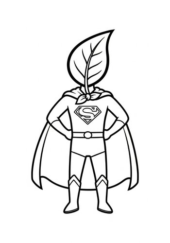 Coloring Page: Leafy Superhero Coloring Page: Eco-friendly Fun